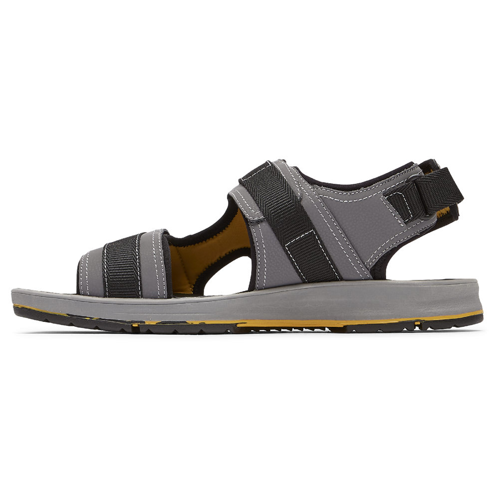 Rockport Mens Lucky Bay Sport 3 Strap - Sandals Grey - HST269574